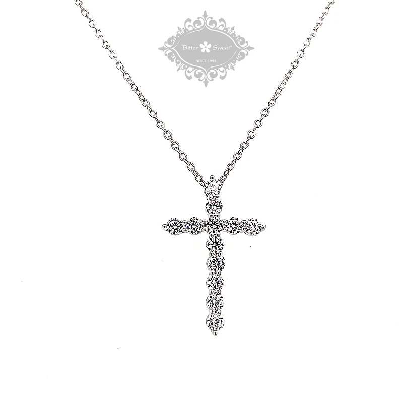 Sterling Silver Cubic Zirconia Cross Necklace 144942