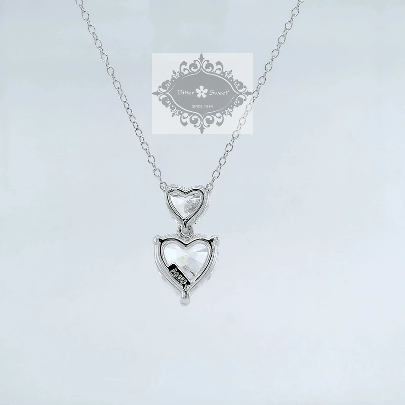 Sterling Silver Heart  Cubic  Zirconia Necklace155489