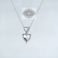 Sterling Silver Heart  Cubic  Zirconia Necklace155489