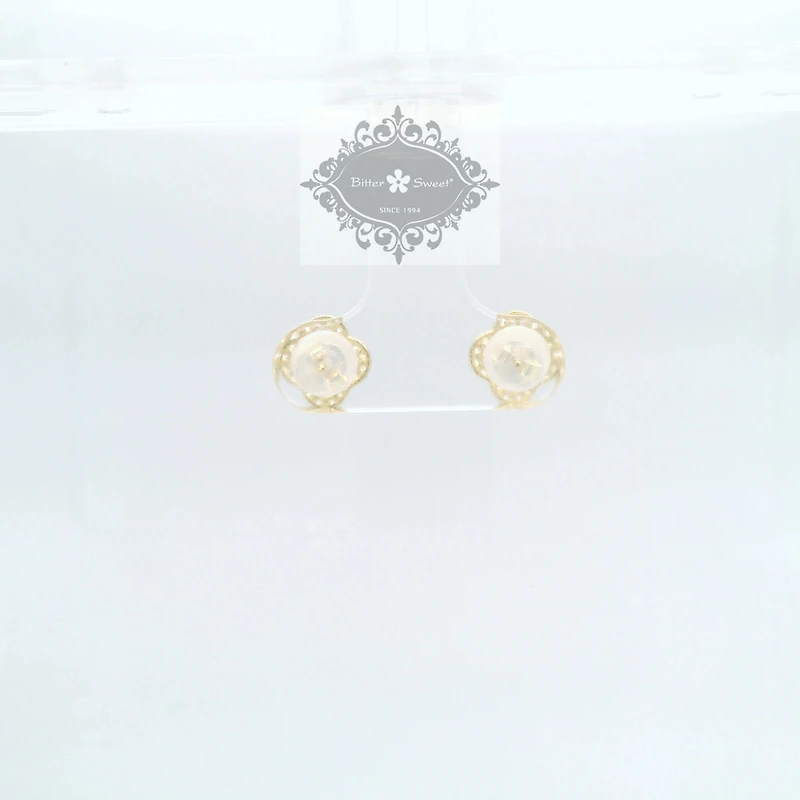 10k Yellow Gold Cubic Zirconia Clover outline Studs Earrings 155645