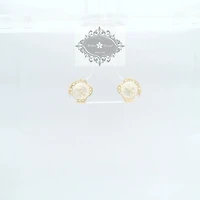 10k Yellow Gold Cubic Zirconia Clover outline Studs Earrings 155645
