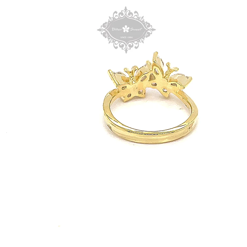 Gold Plated Sterling Silver Cubic Zirconia Butterfly Ring