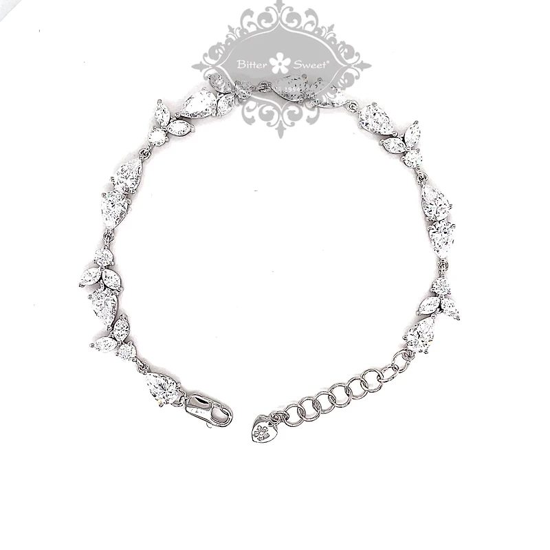 Sterling Silver Cubic Zirconia Teardrop Bracelet 141686