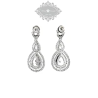 Bridal Silver Cubic Zirconia Tear Drop Earrings 127606
