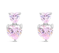 Sterling Silver Heart Pink   Cubic Zirconia Earrings 155490