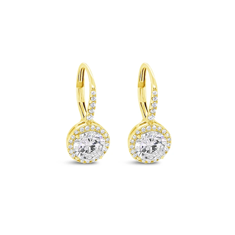 Gold Plated Sterling Silver Cubic Zirconia Round Outline Earrings 154841