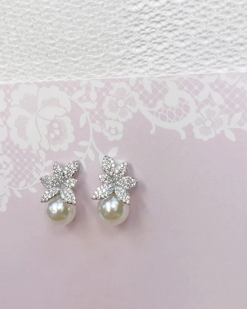 Bridal Pearl Cubic Zirconia Earrings 152097