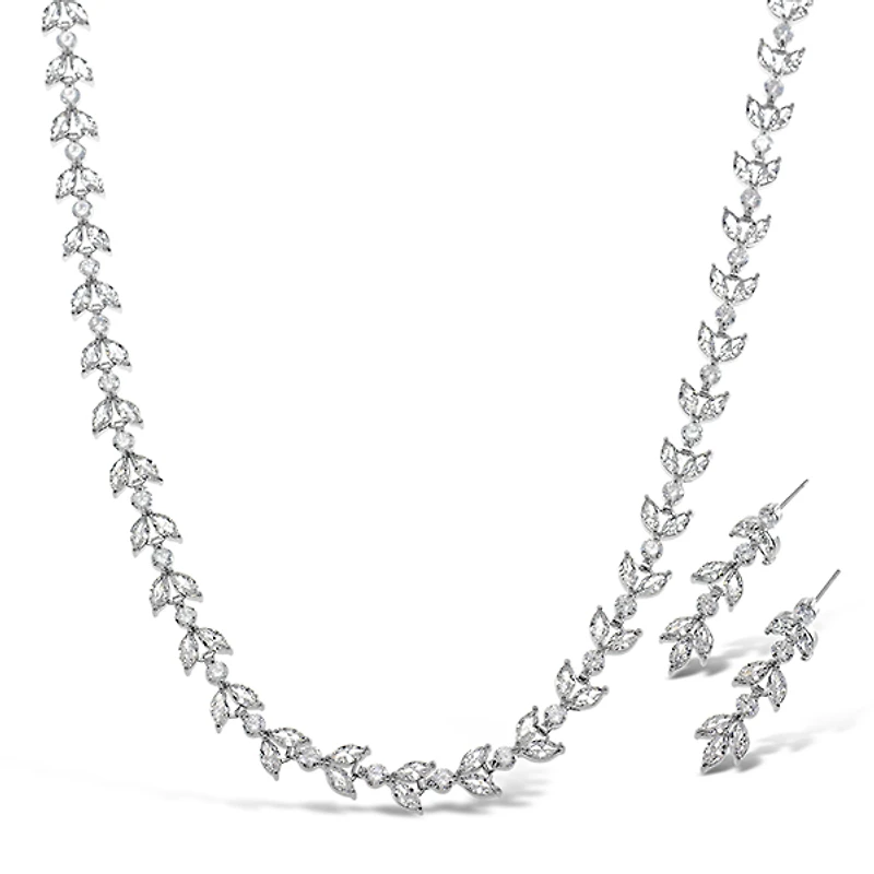 Cubic Zirconia Necklace & Earrings Set 131629