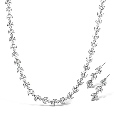 Cubic Zirconia Necklace & Earrings Set 131629
