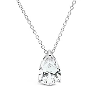 Sterling Silver Tear Drop 8x12mm  Cubic  Zirconia Necklace 155481