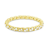 Gold Plated Sterling Silver Ring Twist w/2 rows Cubic Zirconia 154932