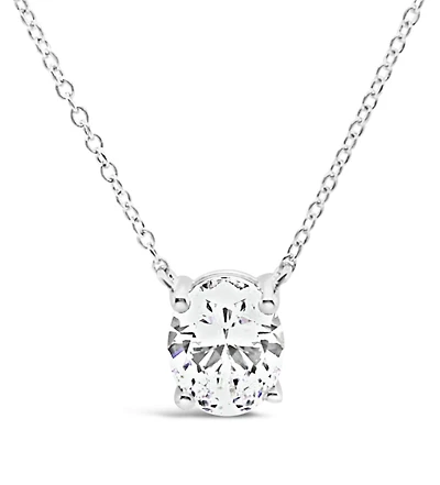 Sterling Silver Oval 8x10mm Cubic Zirconia Necklace 155483