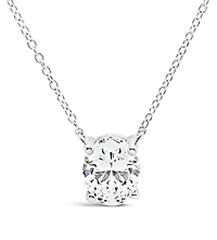 Sterling Silver Oval  8x10mm Cubic  Zirconia Necklace 155483