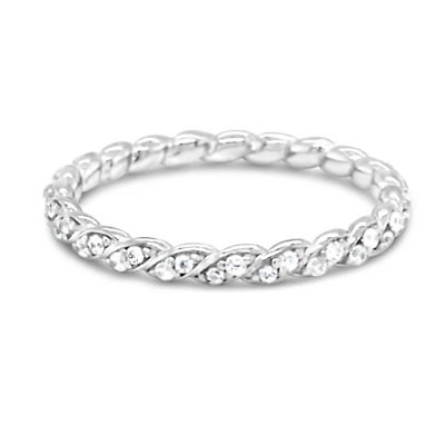 Sterling Silver Ring Twist w/2 rows Cubic Zirconia 154926