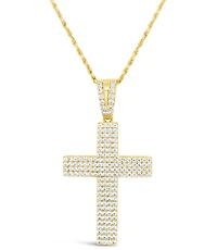 Yellow Gold Plated Sterling Silver Cubic Zirconia Cross Pendent  Necklace 155131