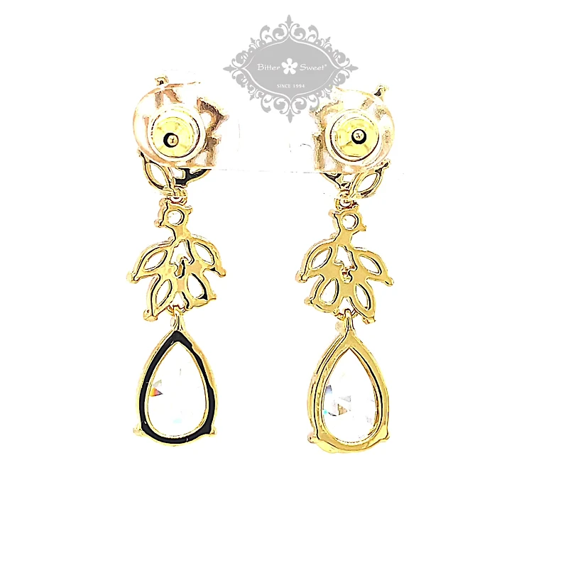 Bridal Gold Cubic Zirconia Drop Earrings 145933