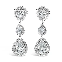 Bridal Silver Cubic Zirconia Tear Drop Clip On Earrings 145938