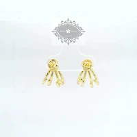 Gold Plated Sterling Silver Pave Tear Drop Lines Cubic Zirconia Studs 154987