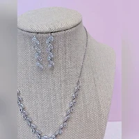 Bridal Silver Cubic Zirconia Necklace & Earrings Set