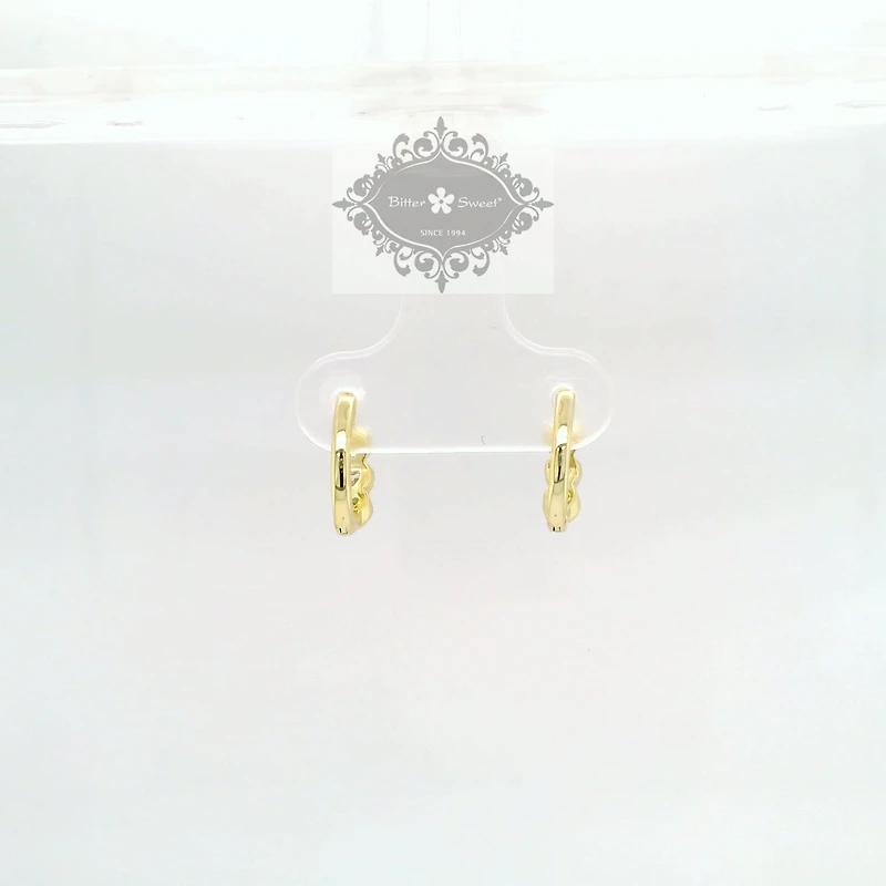 Gold Plated Sterling Silver Heart Bazel Cubic Zirconia Huggies 154845