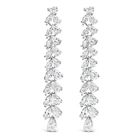 Bridal  Silver Tear Drop Long   Cubic Zirconia Earrings 155162