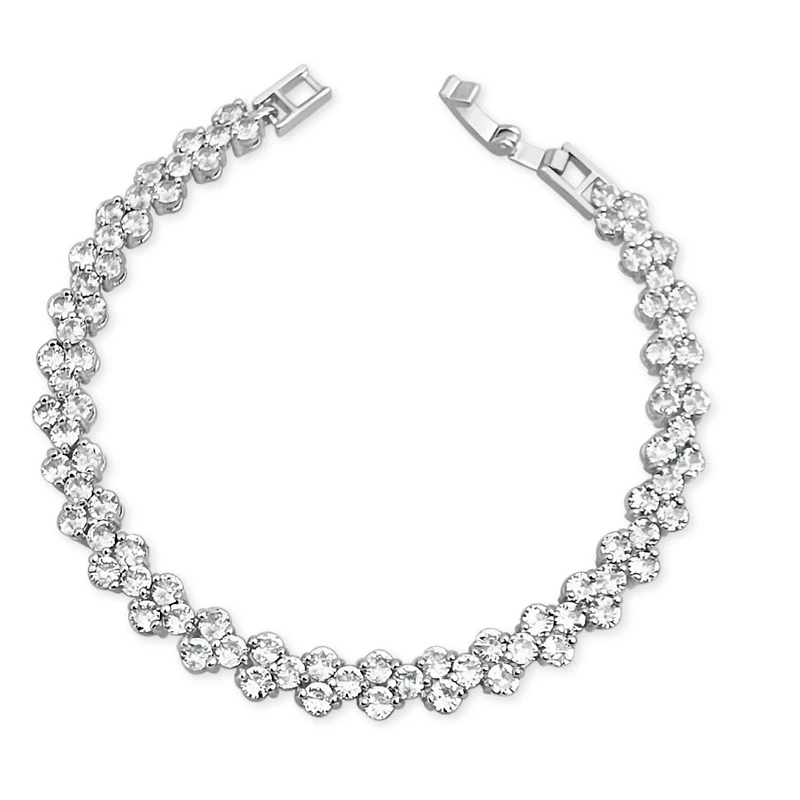Bridal Silver  Cubic Zirconia Round   Bracelet 155192