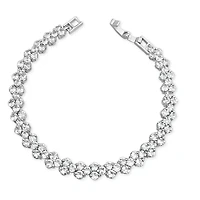 Bridal Silver  Cubic Zirconia Round   Bracelet 155192