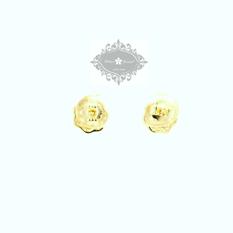 Gold Plated Sterling Silver Flower Cubic Zirconia Earrings