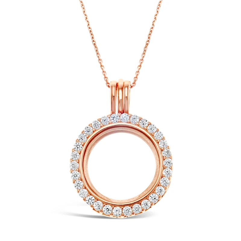 Rose Gold Plated Sterling Silver Cubic Zirconia Necklace 130701