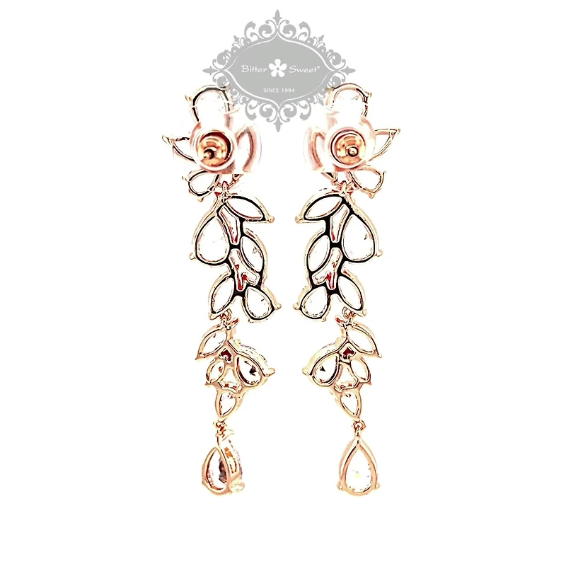 Rose Gold Cubic Zirconia Drop Earrings 142878