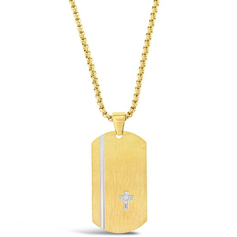 Stainless Steel Cross Tag Gold Necklace 150146