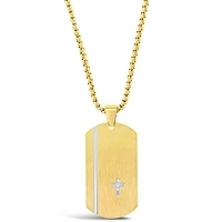 Stainless Steel Cross Tag Gold Necklace 150146