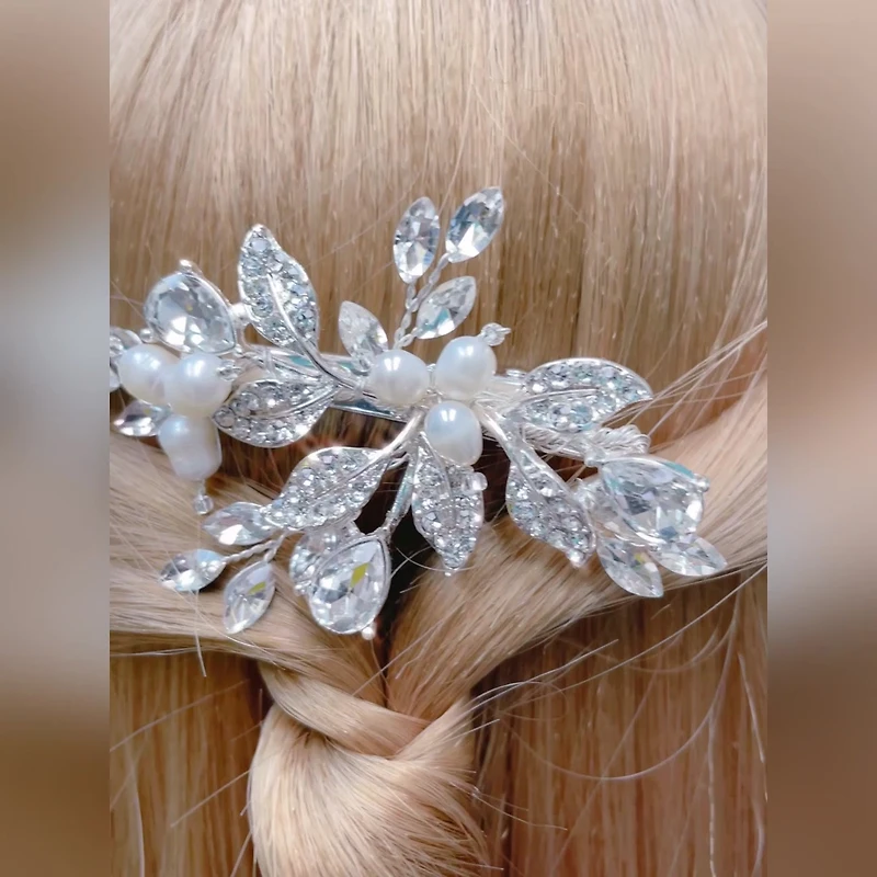 Bridal Silver Leaf Wire Hairclip 146362