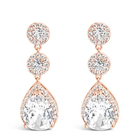 Bridal  Rose Gold Tear Drop Halo  Cubic Zirconia Earrings 155159