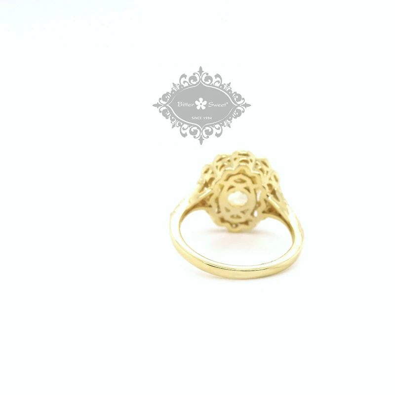 Gold Plated Sterling Silver Yellow Oval Cubic Zirconia Ring 153391