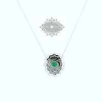 Sterling Silver Emerald Oval Cubic Zirconia Necklace 153382