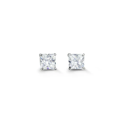 14kt Gold CZ Studs - 5mm Square (Princess)