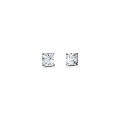 14kt Gold CZ Studs - 4mm Square (Princess)