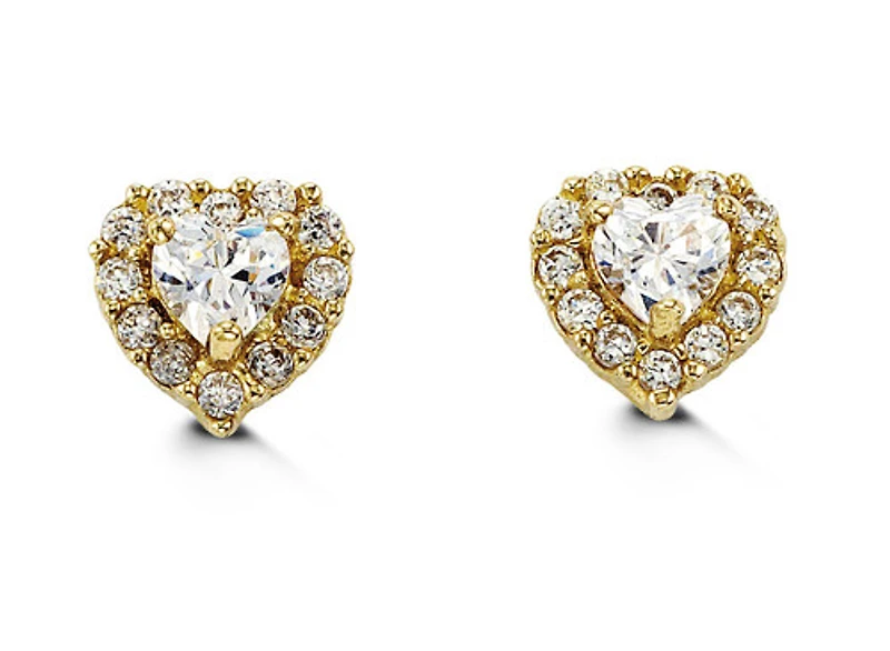 14kt Gold Baby Bella Heart CZ Studs