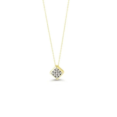 10K YG 0.13CT Diamond 9 Stone Illusion Pendant with Chain