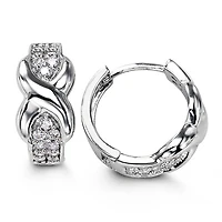 Sterling Silver Fancy Huggies with CZ