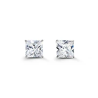 14kt Gold CZ Studs - 7mm Square (Princess)