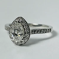 14kt White Gold Pear Shaped Diamond Halo Engagement Ring