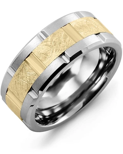 Men's Textured Grooved Wedding Ring