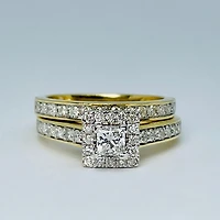 14kt Gold Princess Cut Diamond Engagement Ring Set