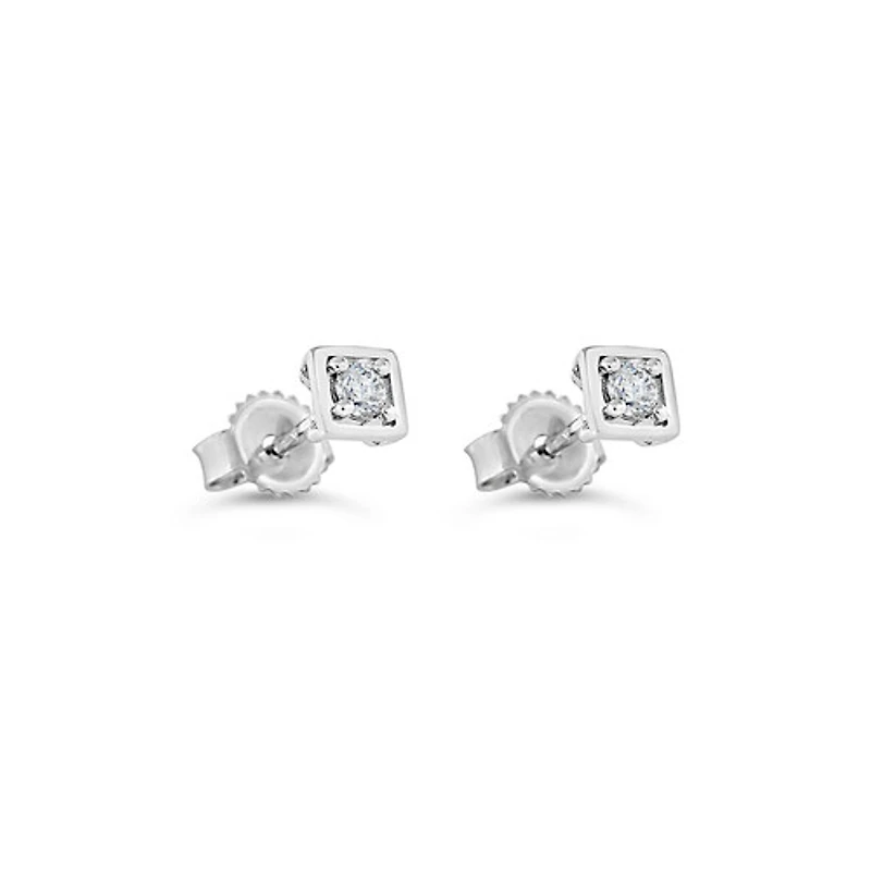 10K YG 0.10CT Diamond Square Stud Earrings