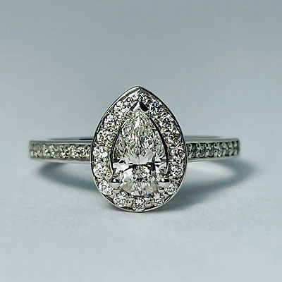 14kt White Gold Pear Shape Diamond Engagement Ring