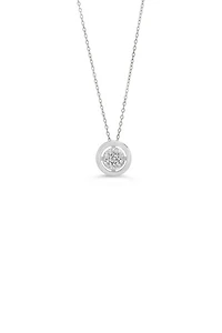 10K 0.05CT Diamond Pave Circle Pendant with Chain