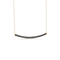 10K RG 0.08CT Diamond Horizontal Bar Pendant with Chain