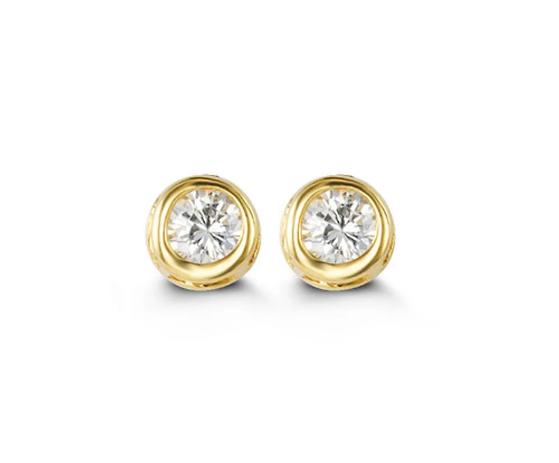 14kt Gold Baby Bella Bezel CZ Stud Earrings